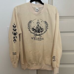 Velaris ACOTAR Cream Embroidered Crewneck Sweater